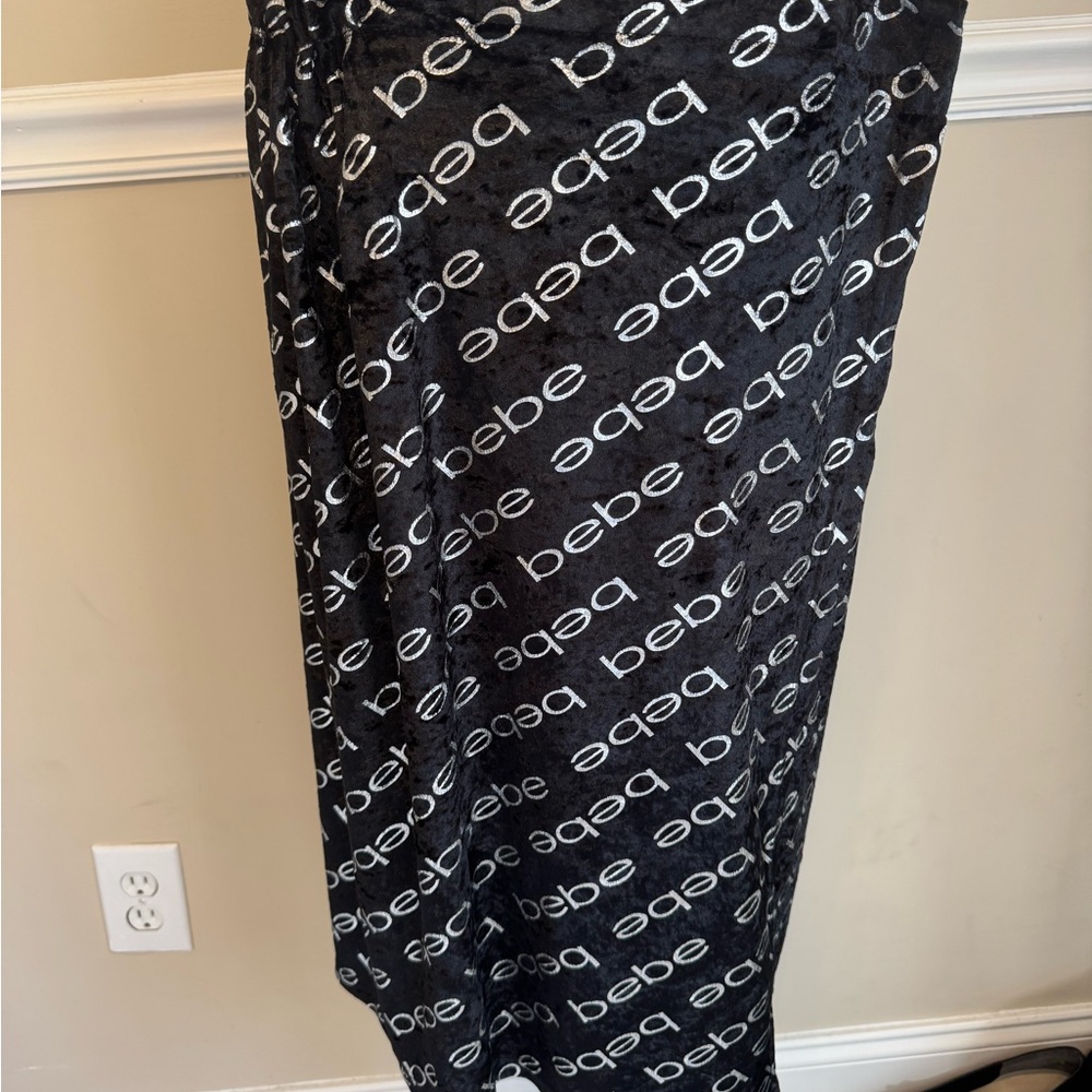 Bebe Black and White Logo Skirt